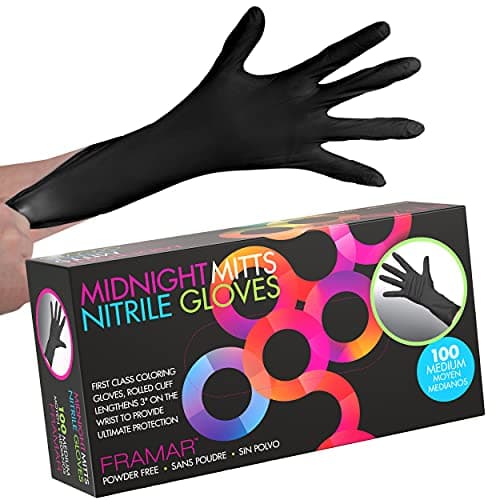 FRAMAR Black Nitrile Gloves – Black Disposable Gloves, Cleaning Gloves, Mechanic Gloves, Plastic Gloves Disposable (Medium)