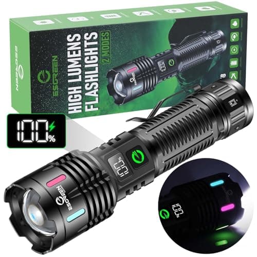 Esgreen Rechargeable Flashlights High Lumens 1,000,000, 2 Modes High/Low, Super Bright LED Flashlight USB C Long Distance 3280FT, Powerful Long...