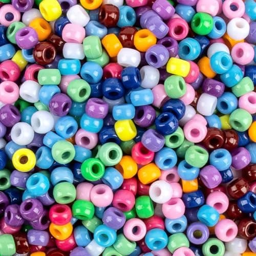 1000 Pcs Pony Beads Bulk - Plastic Bracelet Beads Sukh 6x9mm Pony Bead for Bracelets Making Multi-Colored Bracelet Bead for Hair Braiding,DIY...