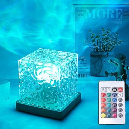 Lampe de projecteur Growalleter Ocean Wave, lampe cube LED 16 couleurs et télécommande, ondulation d'eau holographique 3D, éclairage d'ambiance romantique pour chambre d'enfants,...