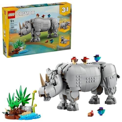 LEGO Creator 3 in 1 Wild Animals: Majestic Rhino - Building Toy for Boys & Girls, Ages 9+ - Gift for Easter Baskets - Kids Bedroom and Desk Decor -...