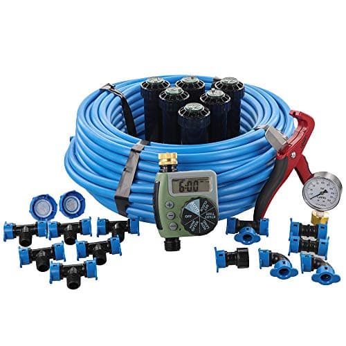 Orbit 50020 In-Ground Blu-Lock Tubing System and Digital Hose Faucet Timer, 1-Zone Sprinkler Kit, Blue, Black
