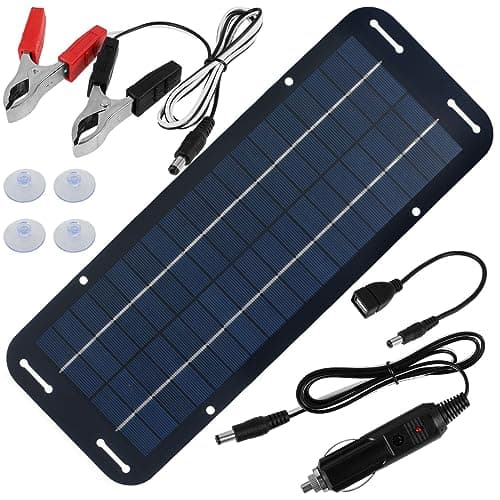 Solar Panel Kit, 30w 12v Solar Trickle Charger, 14 X 5 inch Portable Solar Powered Charger Kit with 4 Suction Cups, High-Efficiency Car Battery...