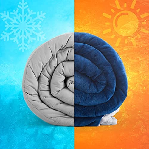 Allike 2 in 1 Weighted Blanket 15 lbs - 48"x72" for Adults, Warn Fleece Front, Cooling Tencel Back, Full Double Twin Size Bed Soft Sherpa Fluffy...