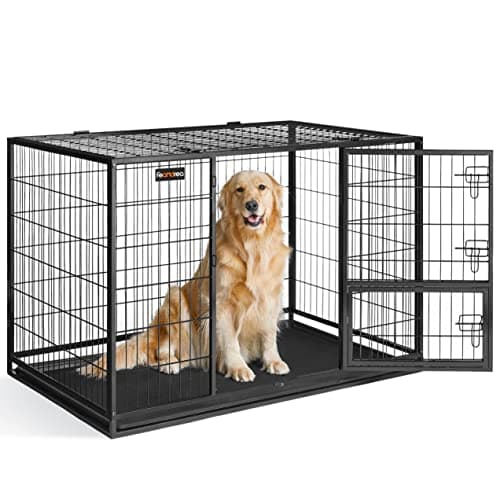 Feandrea Heavy-Duty Dog Crate, Metal Dog Kennel and Cage with Removable Tray, XXL for Large Dogs, 48 x 29.3 x 31.7 Inches, Black UPPD003B01