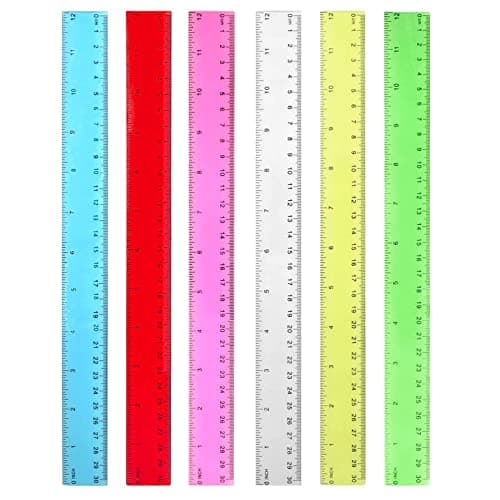 Plastic Ruler Set, Plastic Transparent Ruler, 6 Pcs Plastic Metric Rulers Suitable for School, Artists, Office, Drawing, Crafting (6 Color)