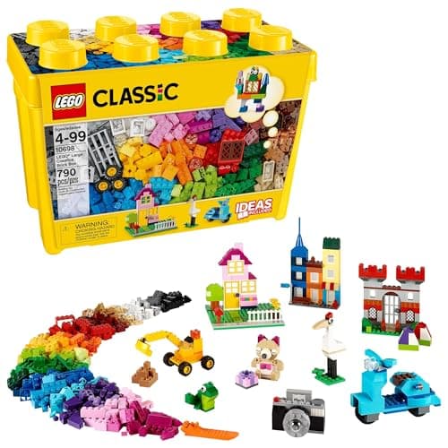 LEGO Classic Grande boîte de briques créatives 10698 Ensemble de jouets de construction, solution de rangement de jouets pour la maison ou les salles de classe, jouet de construction interactif pour enfants, garçons,...