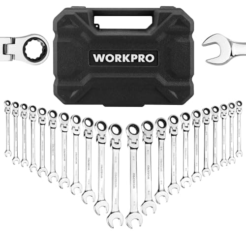 WORKPRO 22-Piece Flex-Head Ratcheting Wrench Set with Organizer, 72-Tooth Precision Gear, Metric 6-18mm & SAE 1/4-3/4", Heavy-Duty Combination...