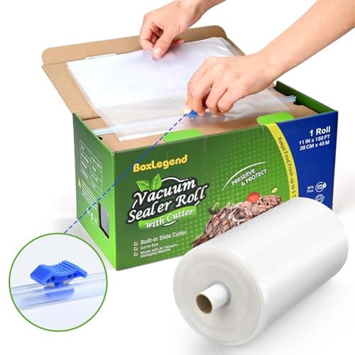 Support de rouleau de scellage sous vide de 11'' x 150' avec cutter, sacs de scellage sous vide pour aliments, rouleaux de sacs de conservation des aliments, sans BPA, qualité commerciale, idéal pour...