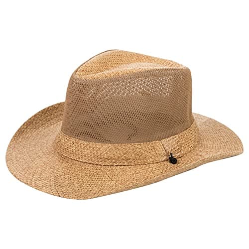 KABAKE Wide Brim Straw Panama Hat Fedora Beach Sun Hat UPF50+ Unisex Fishing Hats Khaki