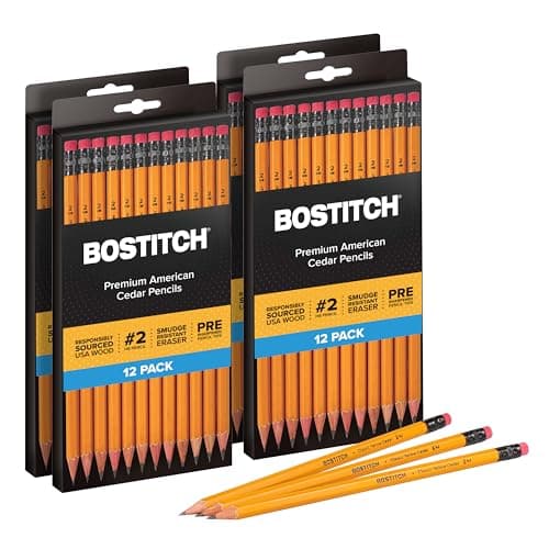 Bostitch Premium #2 Pencils, American Cedar Wood, Pre-Sharpened, HB Graphite, 48-Pack
