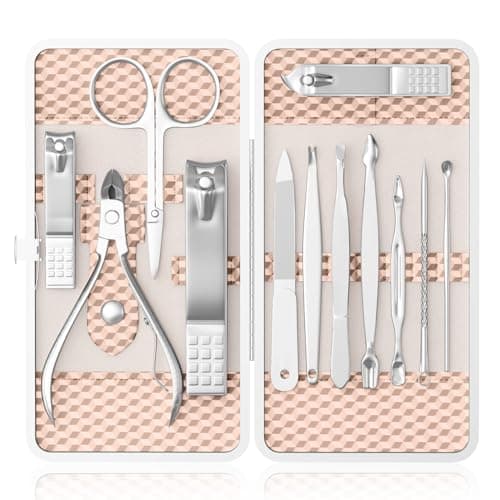 ZIZZON Kit professionnel de soins des ongles avec étui de voyage (or rose)