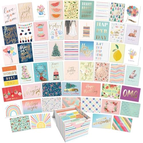 Prix ​​le plus bas en 30 jours | Ensemble de 100 cartes et enveloppes toutes occasions Sweetzer & Orange - Assortiment de cartes de vœux Bo...