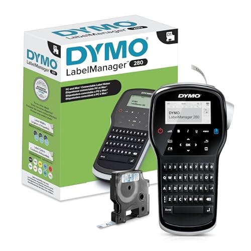 Étiqueteuse portable rechargeable DYMO LabelManager 280, imprimante d'étiquettes pour l'organisation de la maison et du bureau - Touches intelligentes à une touche faciles à utiliser, QWERTY...