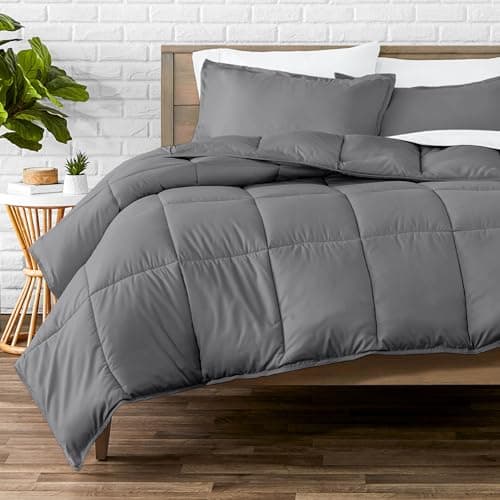 Bare Home Parure de lit – Queen size – Ultra douce – Série Premium 1800 – Chaleur toutes saisons (Queen, Gris)