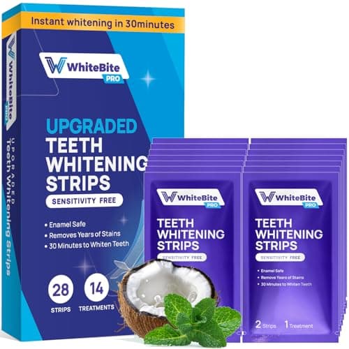 Whitebite Pro Upgraded Teeth Whitening Strips 28 Strips (14 Treatments) | Purple Packaging Design | Enamel-Safe | Deep Stains Removal | Non-Slip...