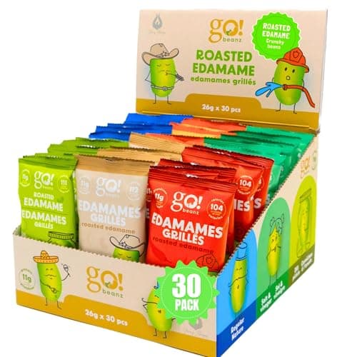 Jimmy Sevigny GoBeanz Crunchy Edamame, Pack varié, 30 sachets x 26 gr, 11gr de protéines par portion. Collations saines riches en protéines pour adultes et enfants, faibles...
