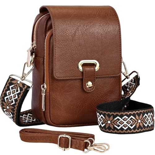 Sac à bandoulière Leathario pour femmes, sac à main en cuir végétalien, sac pour téléphone portable, sac à main et portefeuille à bandoulière de voyage
