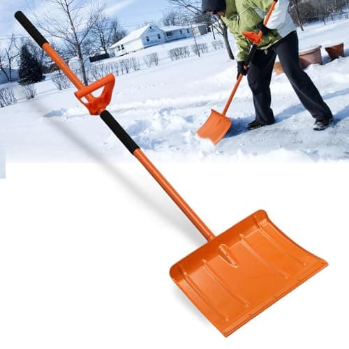 Pelle à neige portable large pour allée, pelle à neige légère et réglable de 67,3" pour le déneigement, pelle en métal à lame large de 16 pouces avec assistance...