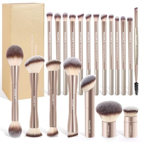 MAANGE 20 Pcs Makeup Brushes with Gift Box, Double-End Multi-functional Makeup Brushes for Blending Liquid Powder Concealer Cream Blush...
