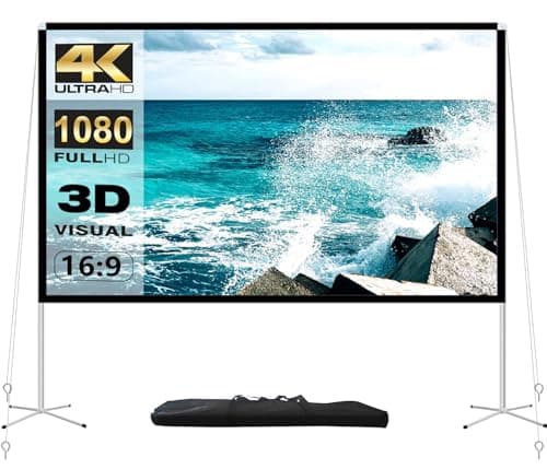 Écran de projecteur et support Écran de projection extérieur portable de 100 pouces Écran de projection de film HD 16: 9 4K avec sac de transport pour la maison intérieure et extérieure...