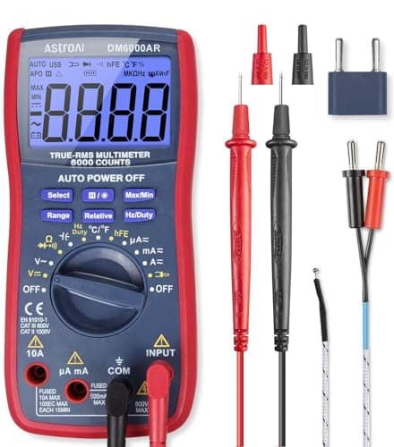 AstroAI Digital Multimeter 6000, Multi Meter - Measures Voltage, Current, Resistance, Continuity, Capacitance, Diode, Temperature – Voltmeter with...