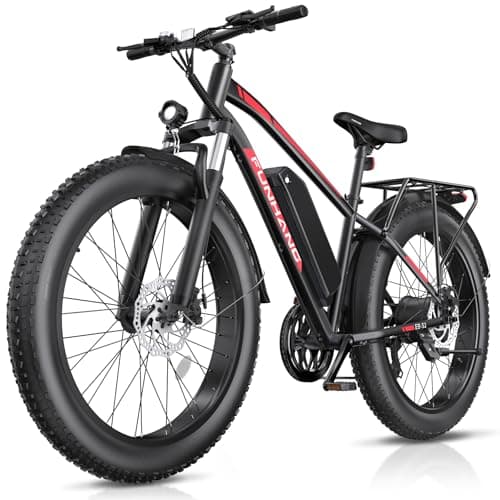 Funhang Electric Bike for Adults, Peak 1000W Ebike, 60Miles Electric Mountain Bike, 26" Fat Tire Electric Bicycle with 48V 13AH Battery, Rear Rack,...