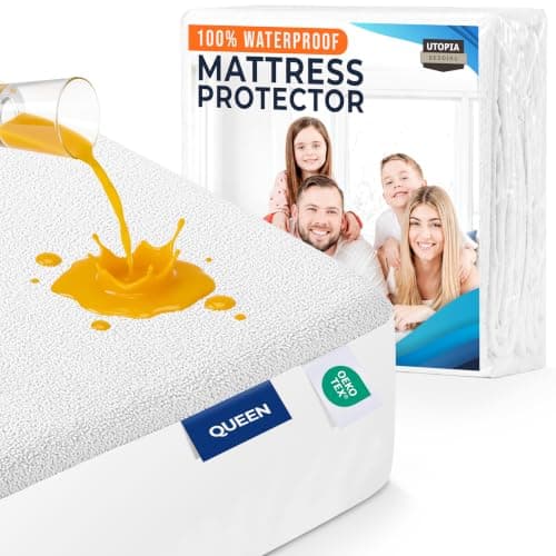 Utopia Bedding Waterproof Mattress Protector Queen Size, Premium Terry Mattress Cover 200 GSM, Breathable, Fitted Style with Stretchable Pockets...