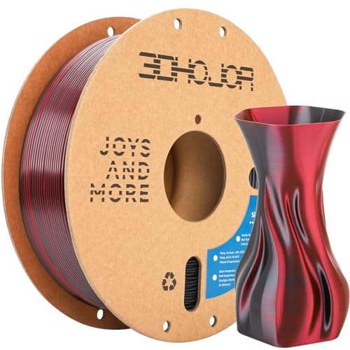 Filament PLA en soie 3DHoJor 1,75 mm Noir Rouge Filament d'imprimante 3D bicolore PLA 2 en 1 Coextrusion Bobine de 1 kg (2,2 lb) Filament d'impression 3D dimensionnel...