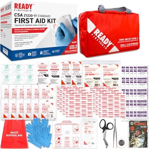 Ready First Aid CSA Type 2 Basic First Aid Kit - Suitable For Workplace With A Low Risk Work Environment Including First Aid Bag (Small For 2-25...