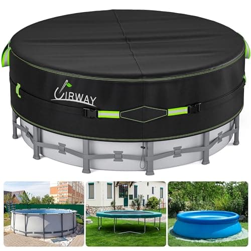UIRWAY 15 Ft Round Pool Cover with Reflective Strips, Swimming Pool Cover for Above Ground Pools, Solar Covers Including Rope Tie and Luminous...