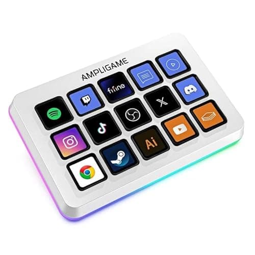 Contrôleur de jeu FIFINE AmpliGame avec 15 raccourcis pour le streaming OBS avec boutons macro et actions de déclenchement, contrôleur PC Media RGB pour le contenu...