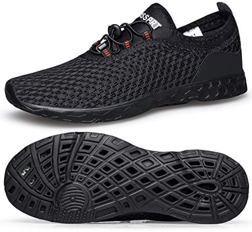 DOUSSPRT Chaussures aquatiques pour hommes, chaussures de sport à séchage rapide, noir foncé, taille 11