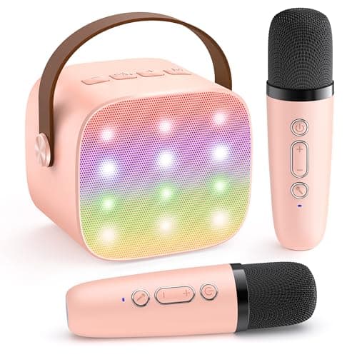 YLL Mini Karaoke Machine for Kids Adults, Bluetooth Speaker with 2 Wireless Microphones, TOP Christmas Birthday Gifts Toys for Girls Ages 3, 4, 5,...