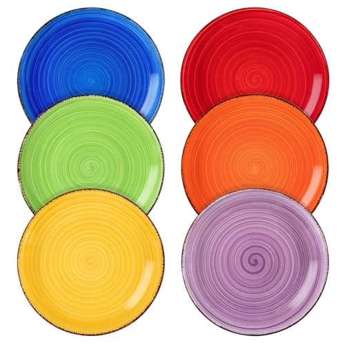 vancasso Bonita Muticolor Salad Plate Set of 6, 7.5 Inch Ceramic Dessert Plate, Dishwasher and Microwave Safe