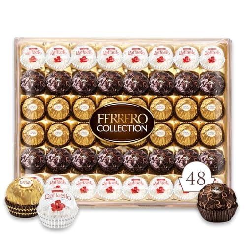 COLLECTION FERRERO Confiseries fines au chocolat et à la noix de coco; Coffret cadeau chocolat ; 48 confiseries; Cadeau d'hôtesse idéal ; 518g