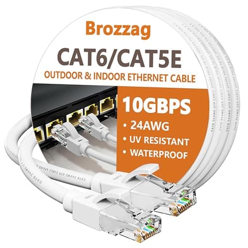 Câble Ethernet de 25 pieds pour Cat 6e/Cat6, câble réseau haute vitesse 10 Gbps 24AWG, câble à enterrement direct, UTP, LLDPE, cordon LAN de raccordement RJ45, étanche,...