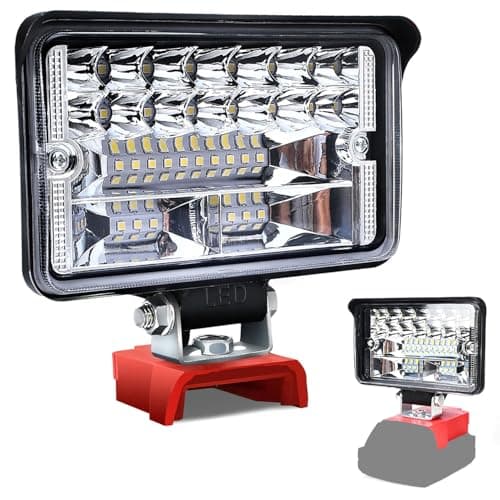 Fiihio Cordless LED Work Light for Milwaukee 18V Lithium Batteries, 80W 6500LM Adjustable Portable Flood Lights for Job Site Lighting Camping...