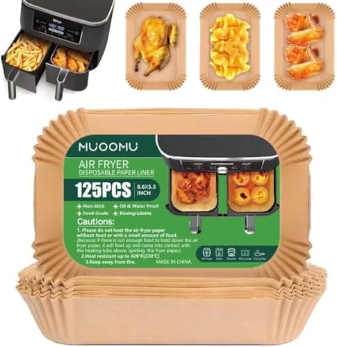 Doublures en papier jetables pour friteuse à air pour accessoires Ninja Dual Airfryer, parchemin antiadhésif rectangulaire pour la cuisson, résistant à l'huile, résistant à l'eau, pour...