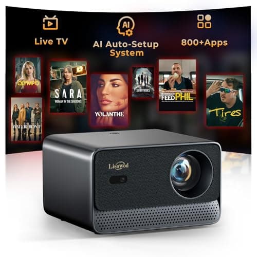 Projecteur [1500ANSI et applications officielles et mise au point automatique AI] Projecteur intelligent 4K pris en charge, 35W Dolby & WiFi6 & Bluetooth5.2, Lisowod L03Pro Native 1080P...