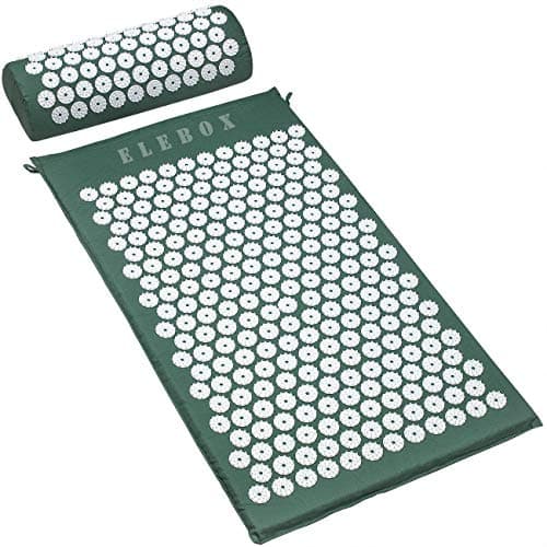 ELEBOX® Tapis d'acupression Tapis d'acupuncture de massage et ensemble d'oreillers Idéal pour le traitement des douleurs au cou, au dos et aux épaules et le soulagement du stress avec des points de pointe