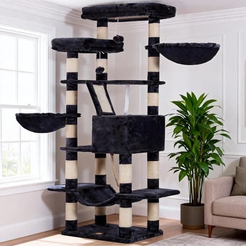Heybly Cat Tree for Large Cats,68 inch Multi-Level Cat Tower for Indoor Cats,2 Widened Plush Perches Cat Condo with Scracthing Board and Big...