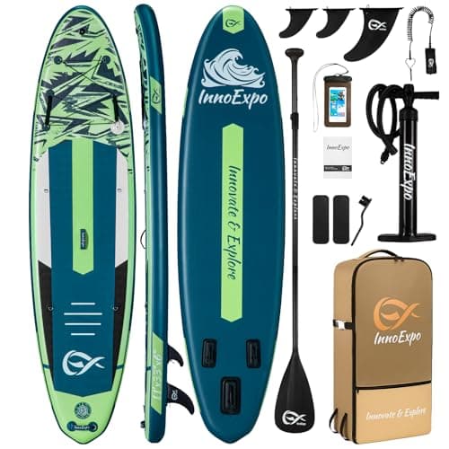 InnoExpo 11' Inflatable Stand Up Paddle Boards with Premium Accessories, Wide Stable SUP Paddle Board Design, Non-Slip Comfort Deck for Youth &...