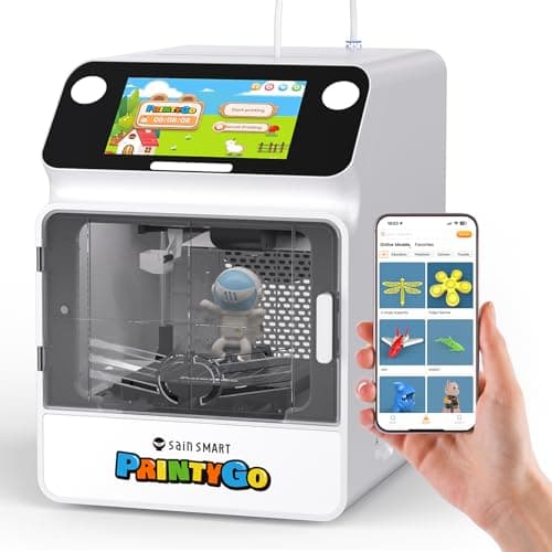 SainSmart PrintyGo Mini imprimante 3D pour enfants, imprimante à nivellement automatique 600 mm/s pour débutants avec écran tactile 5", plus de 1500 modèles, conception sécurisée pour les enfants,...