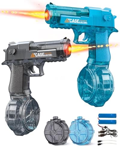 Paquet de 2 pistolets à eau électriques pour enfants et adultes, pistolet à eau automatique avec lumières LED, réservoir d'eau étanche de grande capacité, eau à tir continu puissant...