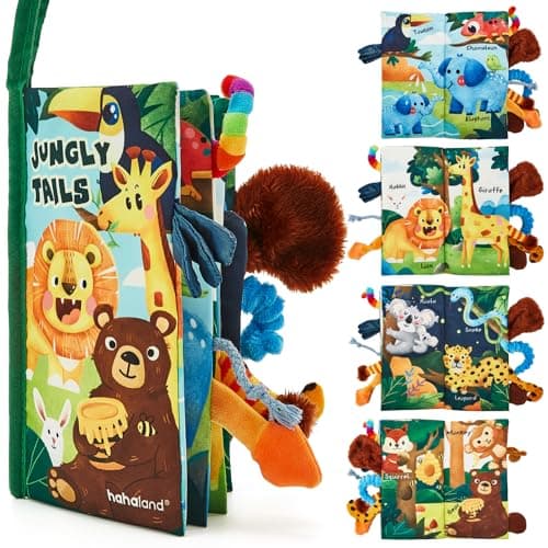 hahaland Livre pour bébé jouet 0 3 6 12 mois - Touchez et sentez le premier livre doux en tissu froissé pour bébés de 0 mois, cadeaux pour bébé garçon fille pour nouveau-né -...