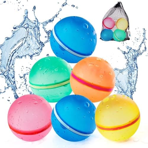 Water Balloons Reusable Splash Ball, Latex-free Water Bomb Pool Toys, No Tying Easy Quick Fill, Magnetic Self-sealing Water Balls for Kids & Adults...