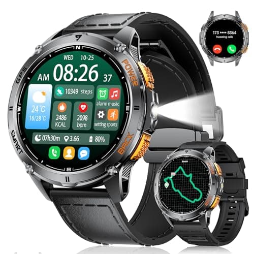 Montre intelligente LIGE GPS DM4 pour hommes, tracker de fitness AMOLED 1,43" avec boussole/altitude/pression atmosphérique, montre intelligente 530 mAh avec plus de 120 modes sportifs/LED...