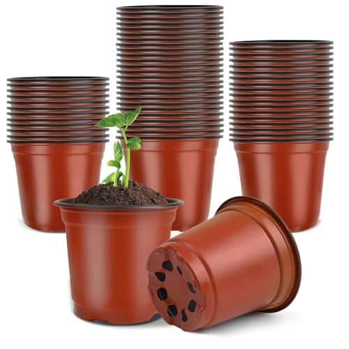 Nursery Pots, PEYOU 100 Pack 4" Plastic Plant Pots, Plant Flower Seedling Pots, Reusable Seed Starting Pots for Seedlings Transplanting Small...