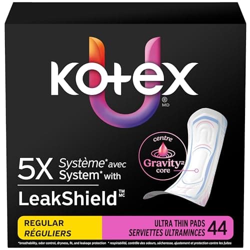 Coussinets ultra fins Kotex, absorption régulière, 44 pièces (l'emballage peut varier)